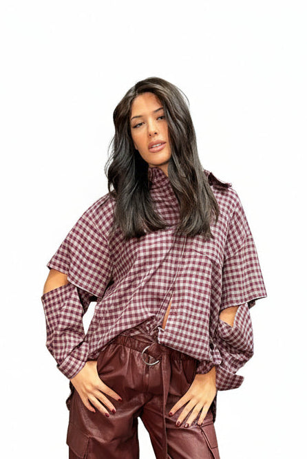CAMICIA A QUADRI Bordeaux