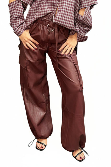 PANTALONE ECOPELLE Bordeaux