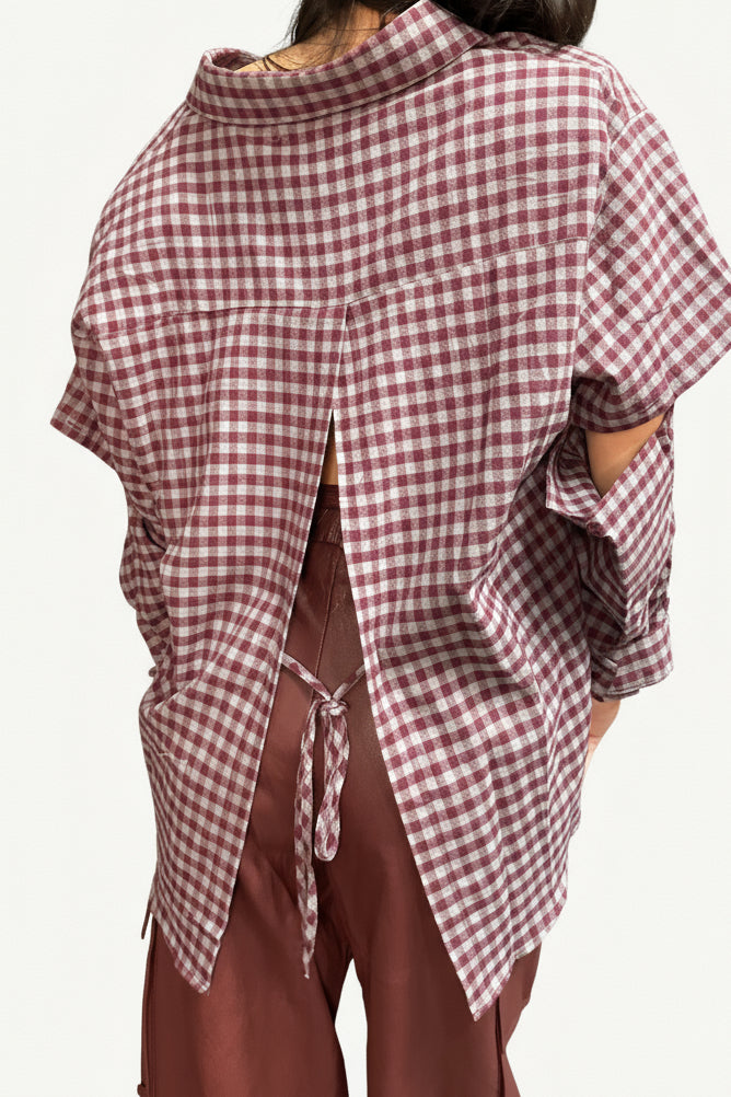 CAMICIA A QUADRI Bordeaux
